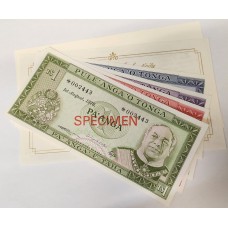 TONGA 1978 . ONE 1 - TEN 10  PA'ANGA BANKNOTES . SPECIMEN